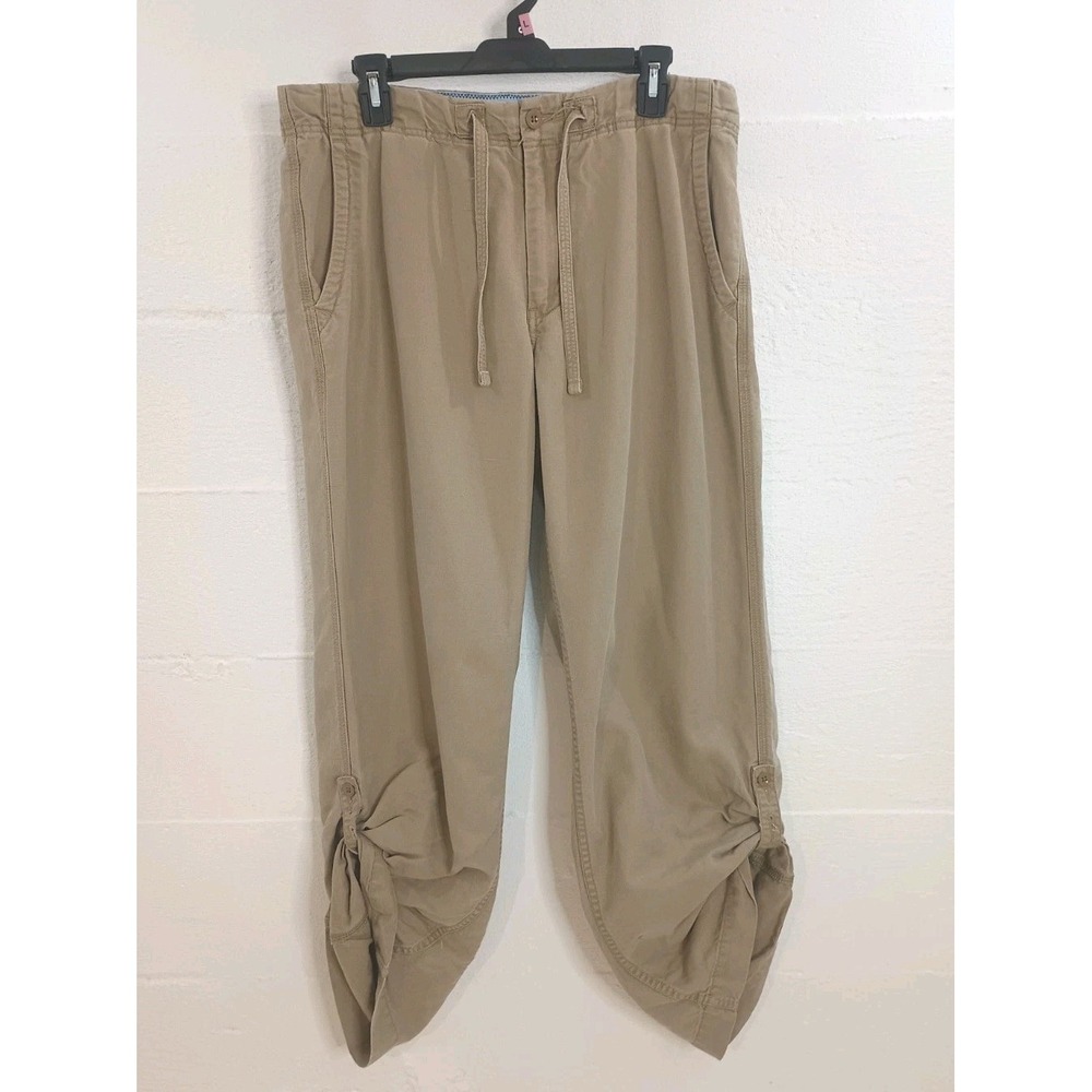 Gap Linen Cotton Canvas Straight Leg Roll Tab Utility Pants Drawstring Pocket 34 - Picture 5 of 16